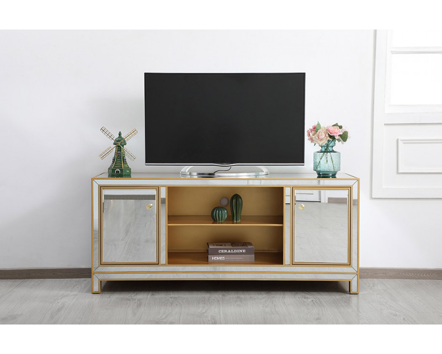 Elegant 60" Mirrored TV Stand - Gold (MF701G)