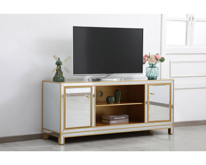 Elegant 60" Mirrored TV Stand - Gold (MF701G)