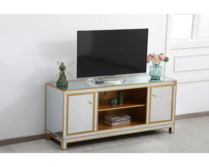 Elegant 60" Mirrored TV Stand - Gold (MF701G)