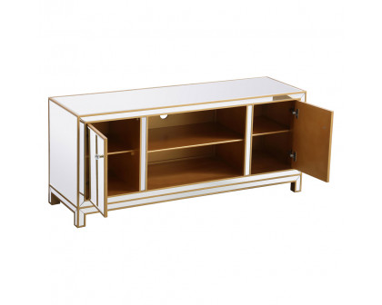 Elegant 60" Mirrored TV Stand - Gold (MF701G)