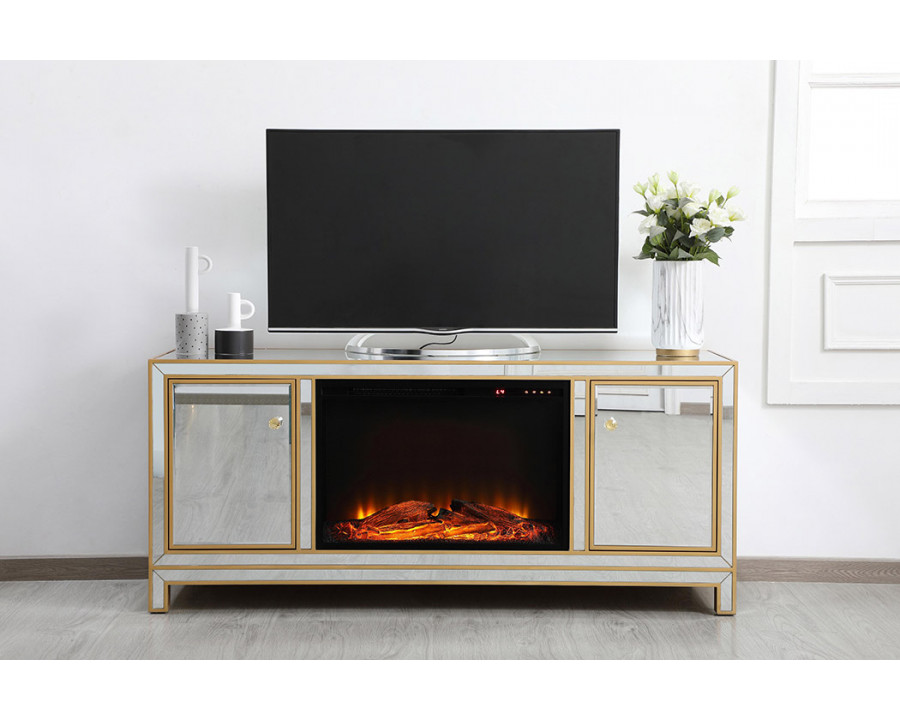 Elegant 60" Mirrored TV Stand - Gold (MF701G-F1)