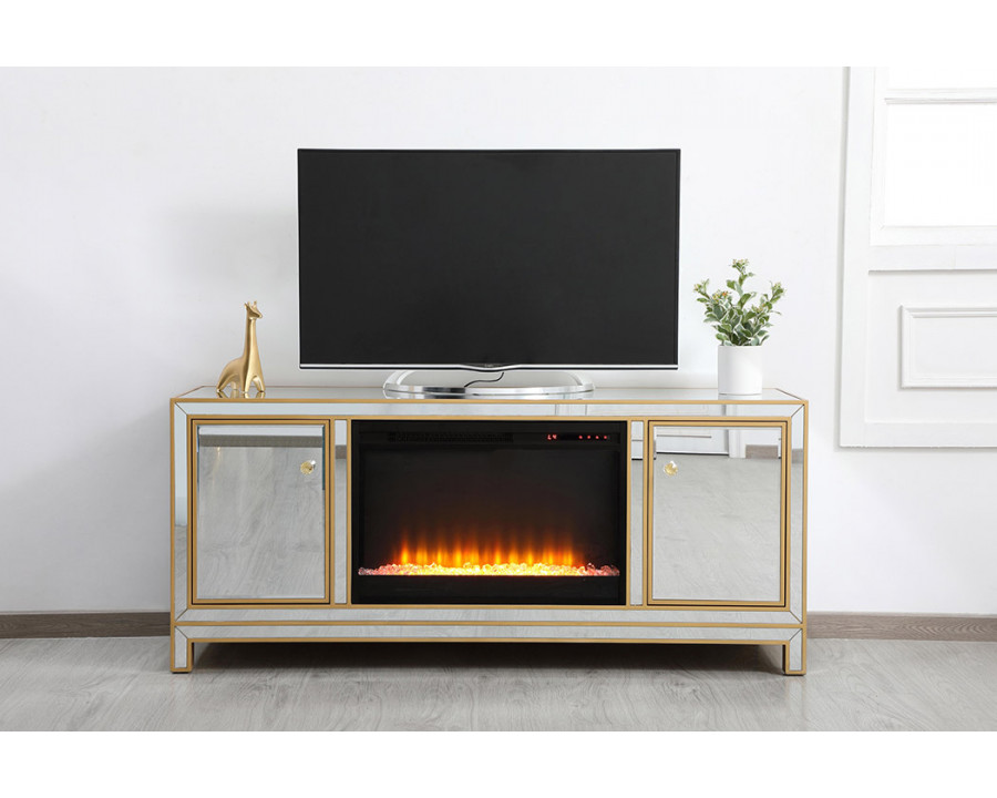 Elegant 60" Mirrored TV Stand - Gold (MF701G-F2)