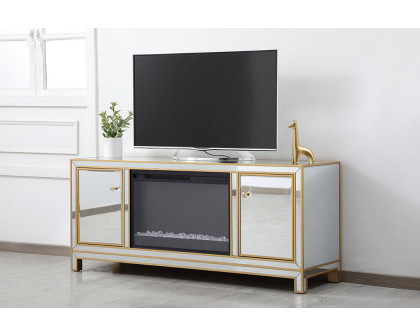 Elegant 60" Mirrored TV Stand - Gold (MF701G-F2)