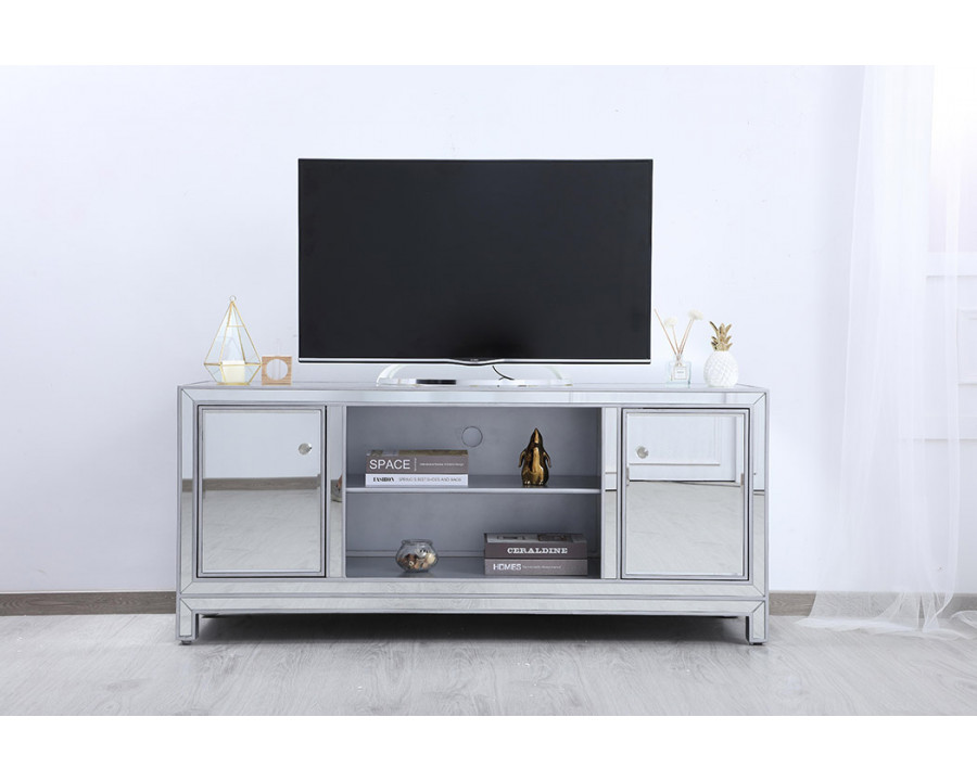 Elegant 60" Mirrored TV Stand - Silver (MF701S)