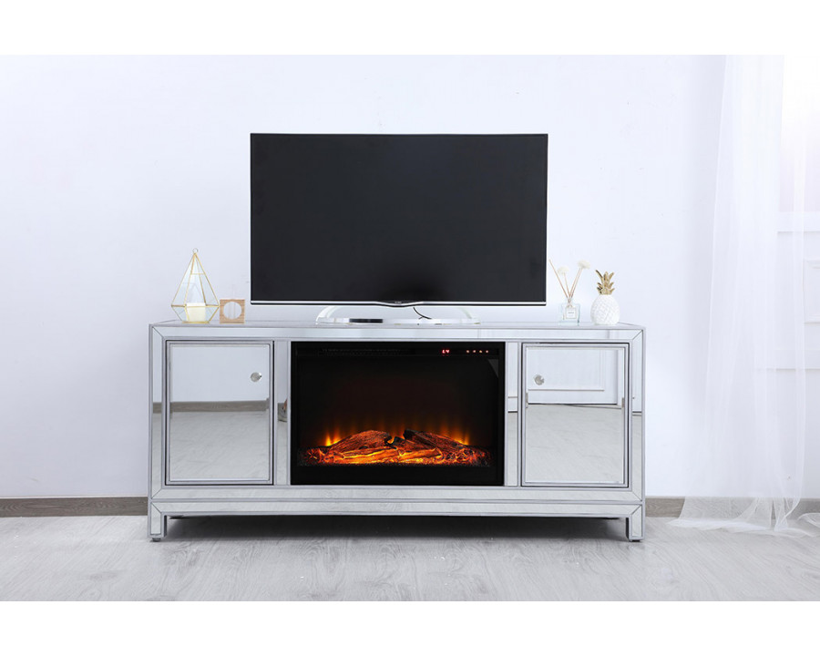 Elegant 60" Mirrored TV Stand - Silver (MF701S-F1)