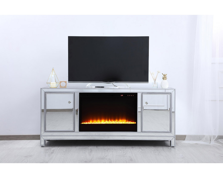 Elegant 60" Mirrored TV Stand - Silver (MF701S-F2)