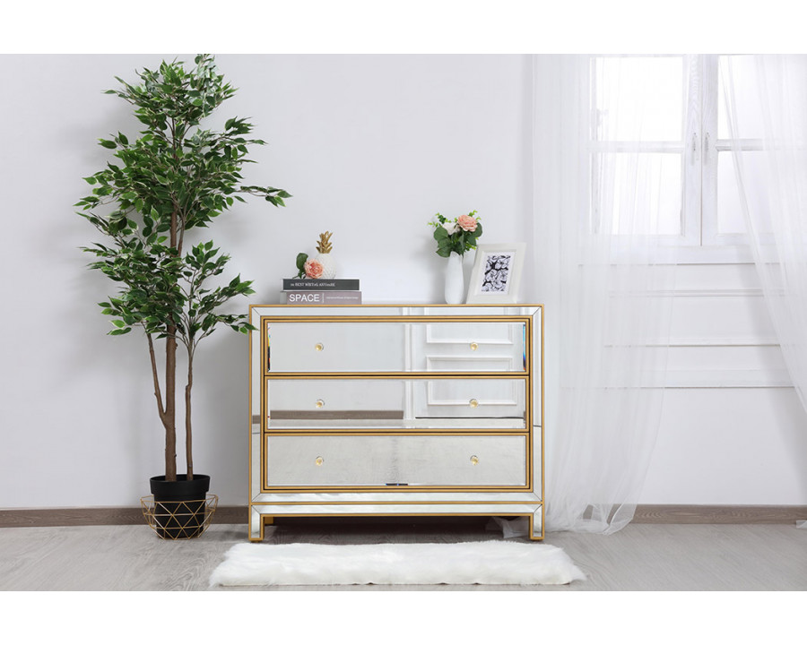 Elegant 3 Drawers 40" Chest - Gold (MF72019G)