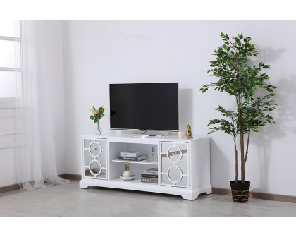 Elegant - Mirrored TV Stand with Crystal Fireplace Insert