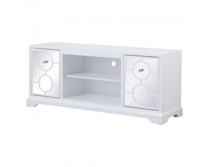 Elegant 60" Mirrored TV Stand with Crystal Fireplace Insert - White (MF801WH)