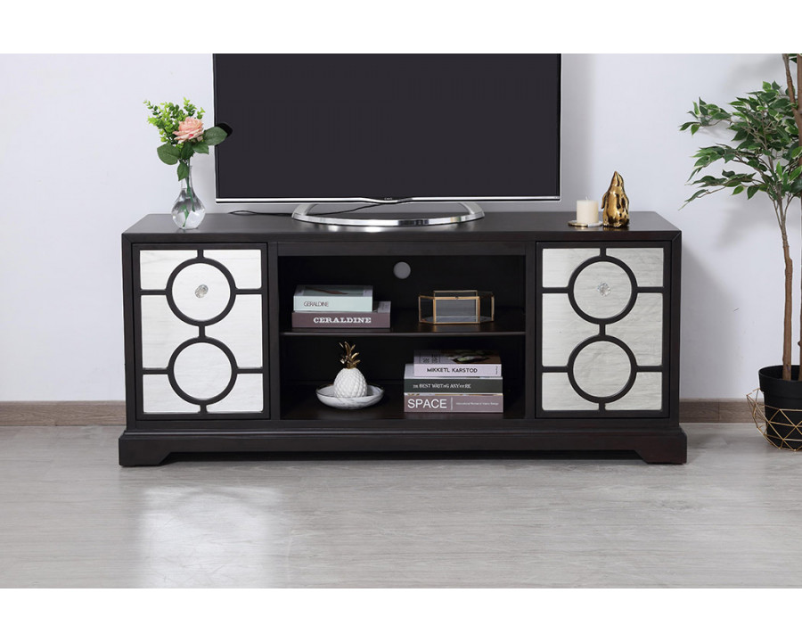 Elegant 60" Mirrored TV Cabinet Stand - Dark Brown (MF802DT)