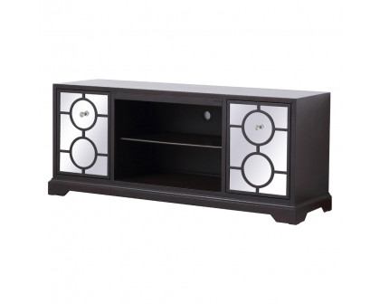 Elegant 60" Mirrored TV Cabinet Stand - Dark Brown (MF802DT)