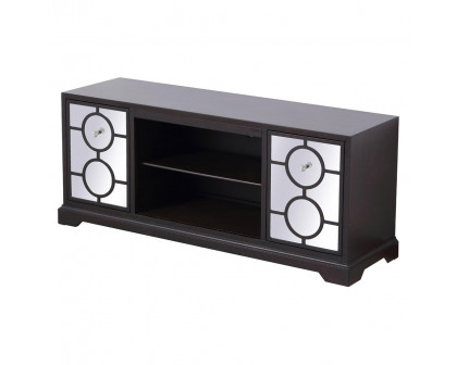 Elegant 60" Mirrored TV Cabinet Stand - Dark Brown (MF802DT)