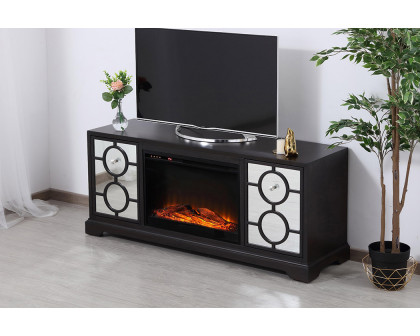 Elegant 60" Mirrored TV Cabinet Stand - Dark Brown (MF802DT-F1)