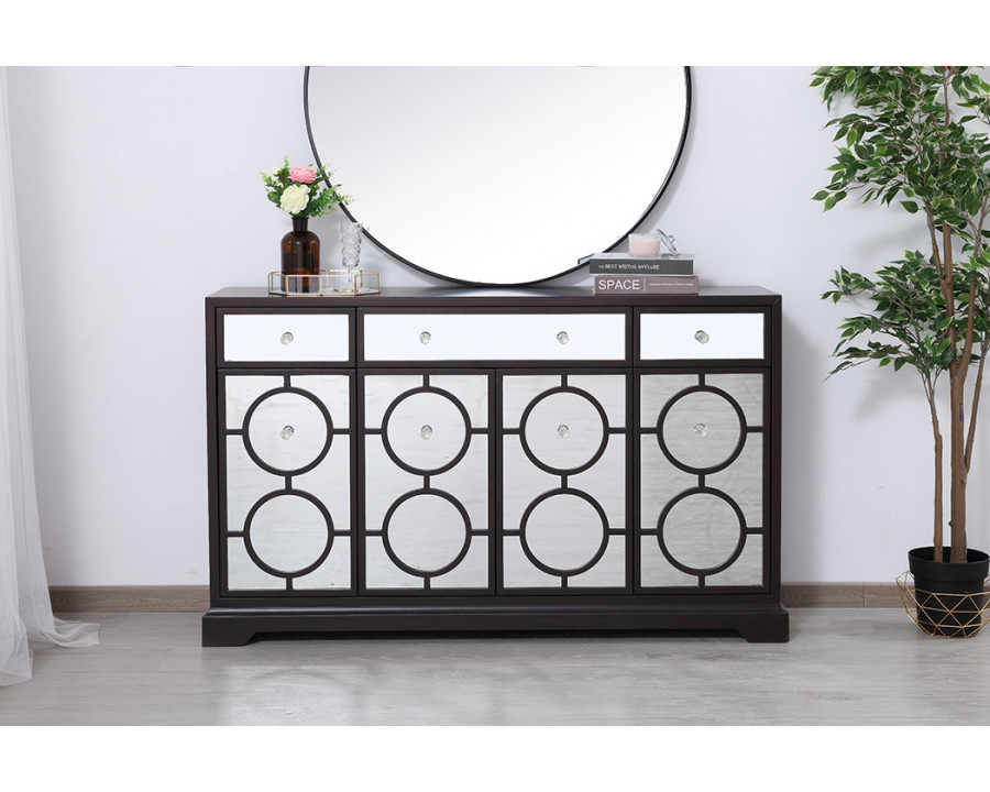 Elegant 60" Mirrored Credenza - Dark Brown (MF81001DT)