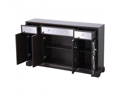 Elegant 60" Mirrored Credenza - Dark Brown (MF81001DT)