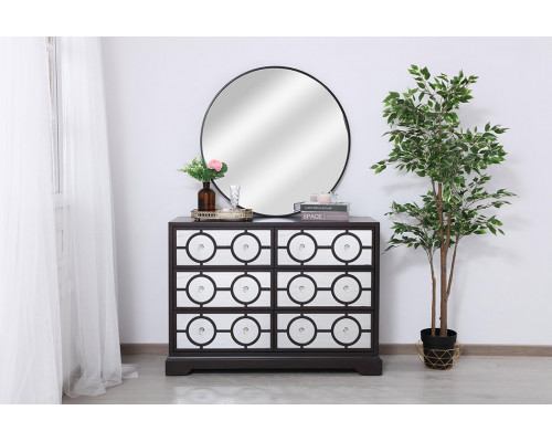 Elegant 48" Mirrored Six Drawer Cabinet - Dark Brown (MF81017DT)