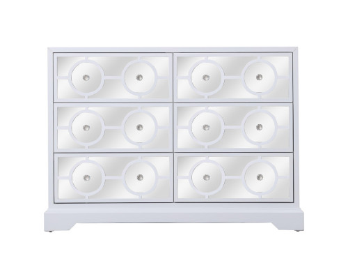 Elegant 48" Mirrored Six Drawer Cabinet - White (MF81017WH)