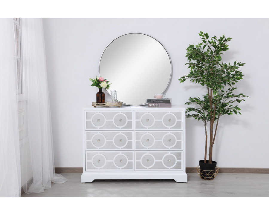 Elegant 48" Mirrored Six Drawer Cabinet - White (MF81017WH)