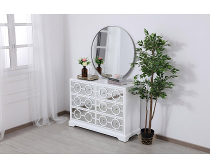 Elegant 48" Mirrored Six Drawer Cabinet - White (MF81017WH)