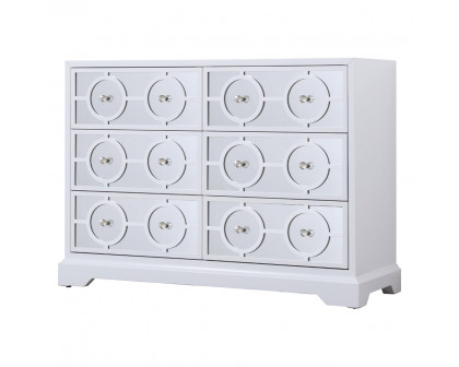 Elegant 48" Mirrored Six Drawer Cabinet - White (MF81017WH)