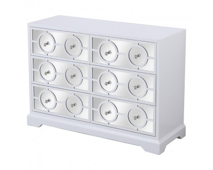 Elegant 48" Mirrored Six Drawer Cabinet - White (MF81017WH)