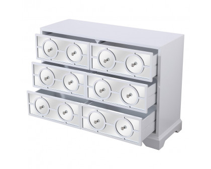 Elegant 48" Mirrored Six Drawer Cabinet - White (MF81017WH)