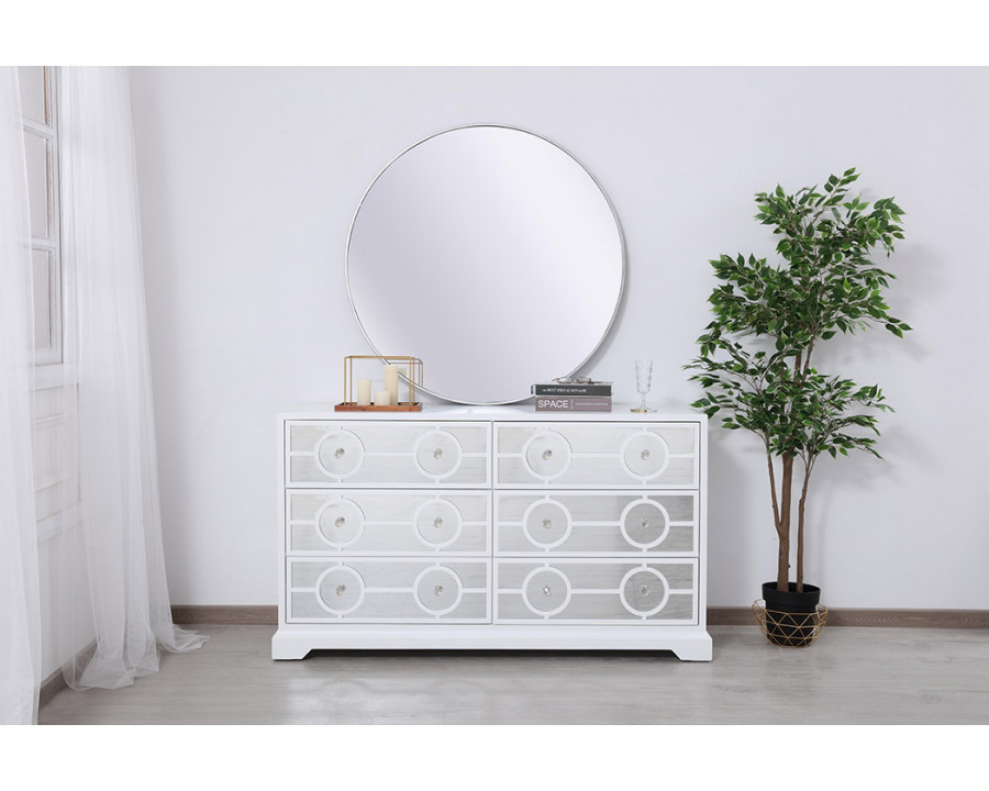 Elegant - 60" Mirrored Six Drawer Cabinet (MF81036WH)