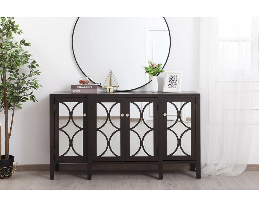 Elegant 60" Mirrored Credenza - Dark Brown (MF82001DT)