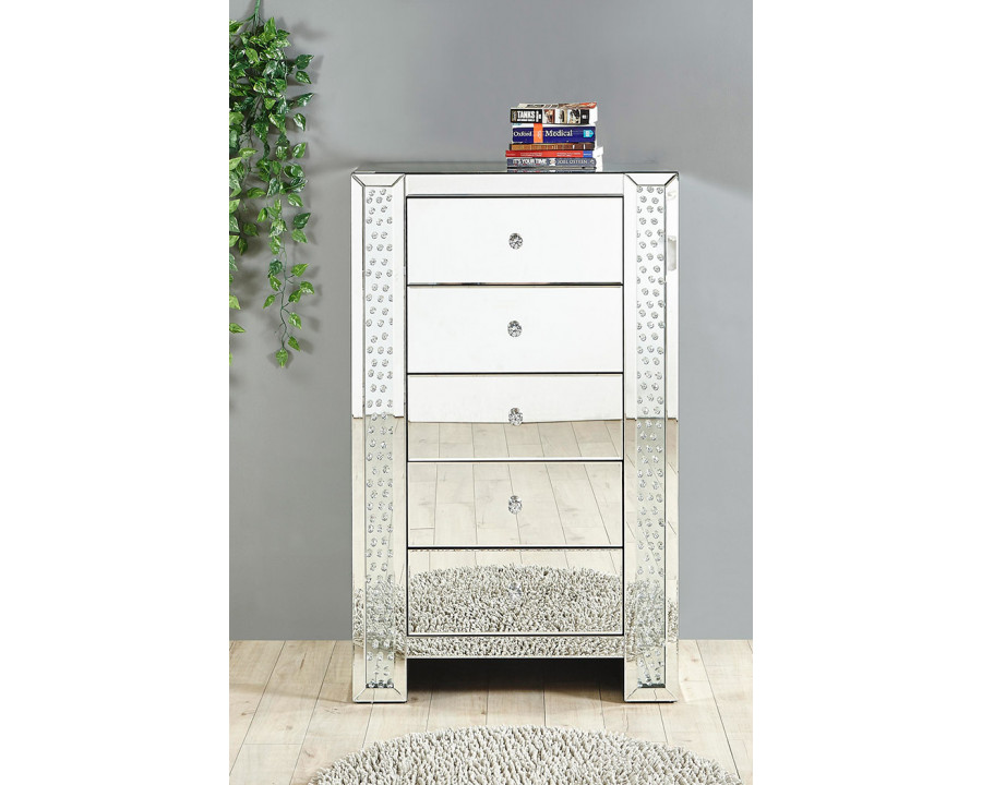 Elegant - 29" Crystal Five Drawers Chest (MF91005)