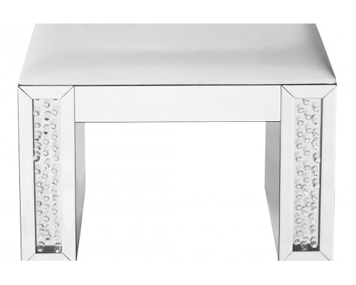 Elegant - Modern 19" Clear Mirror and Crystal Vanity Stool (MF91018)