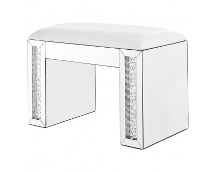 Elegant - Modern 19" Clear Mirror and Crystal Vanity Stool (MF91018)