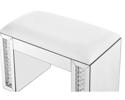 Elegant - Modern 19" Clear Mirror and Crystal Vanity Stool (MF91018)