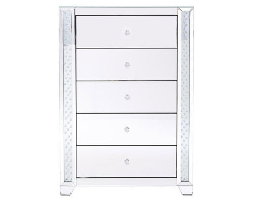 Elegant - 34" Clear Crystal Mirrored Five Drawer Cabinet (MF91053)