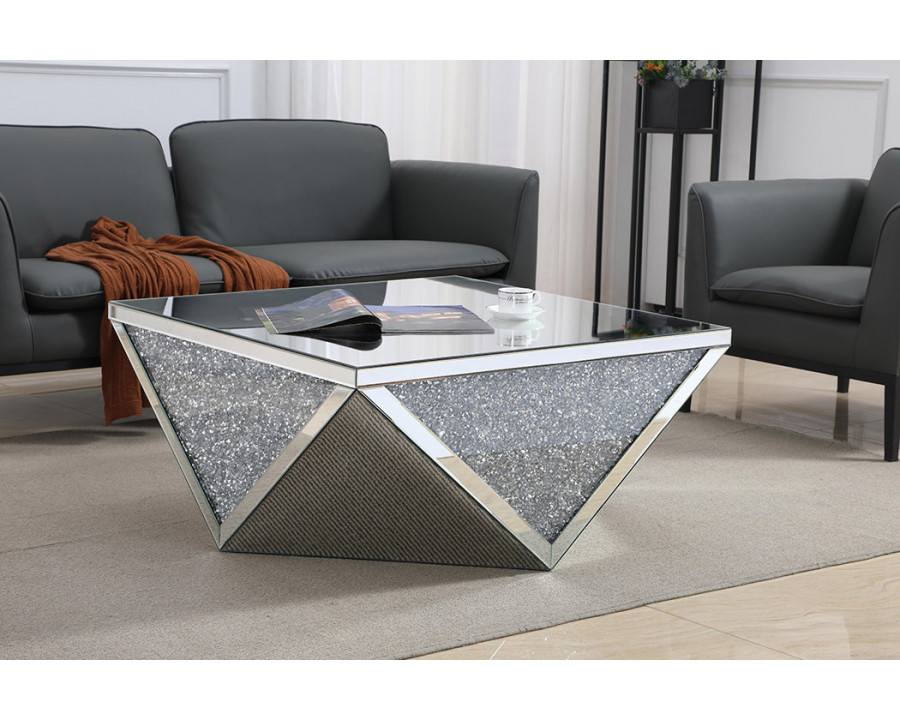 Elegant - 38" Square Crystal Coffee Table (MF92005)