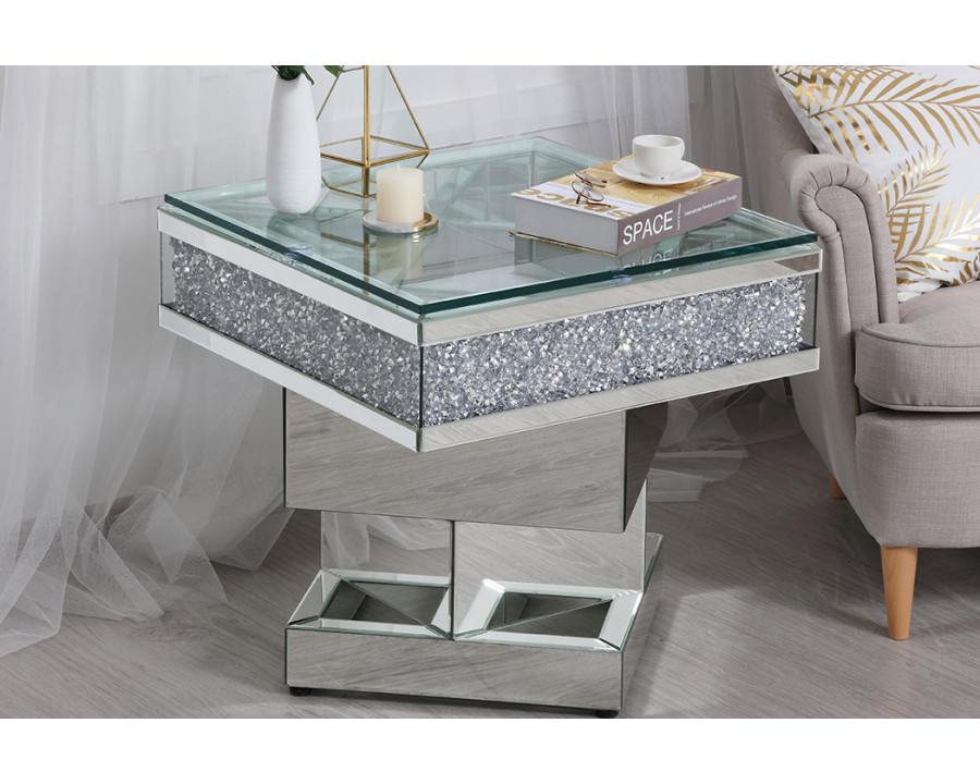 Elegant - 24" Crystal Mirrored End Table (MF92042)