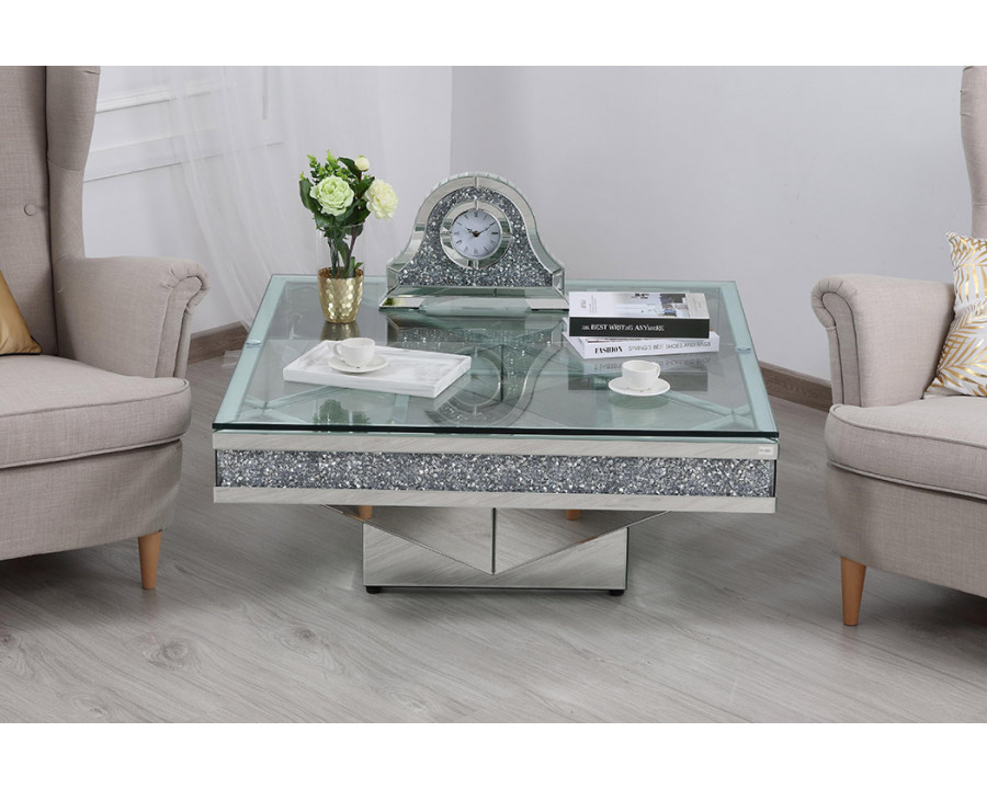 Elegant - 39" Crystal Mirrored Coffee Table (MF92043)