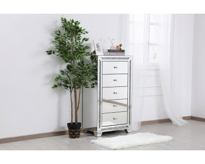 Elegant - 25.5" Crystal Mirrored 5 Drawer Cabinet (MF92046)