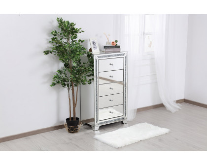 Elegant - 25.5" Crystal Mirrored 5 Drawer Cabinet (MF92046)