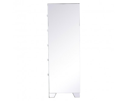 Elegant - 34" Silver Crystal Mirrored Five Drawer Cabinet (MF92054)