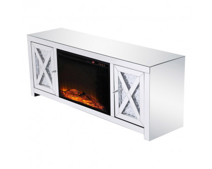 Elegant Raiden 59" Clear TV Cabinet with Fireplace - Clear (MF98904-F1)