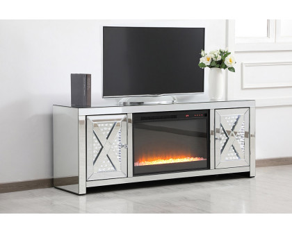 Elegant Raiden 59" Clear TV Cabinet with Fireplace - Clear (MF98904-F2)