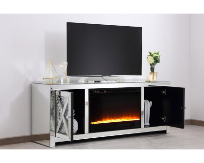 Elegant Raiden 59" Clear TV Cabinet with Fireplace - Clear (MF98904-F2)