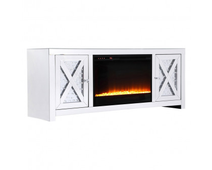 Elegant Raiden 59" Clear TV Cabinet with Fireplace - Clear (MF98904-F2)