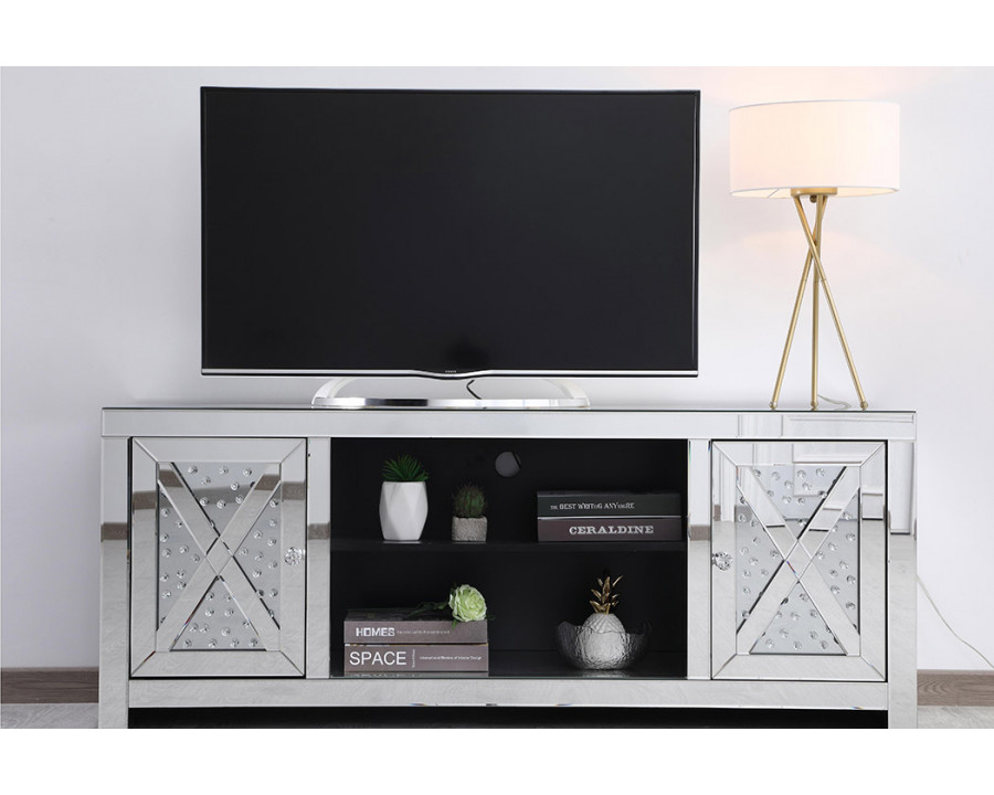 Elegant Raiden 59" Clear TV Cabinet with Fireplace - Clear (MF98904C)