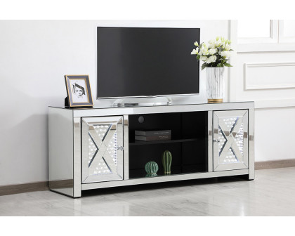 Elegant Raiden 59" Clear TV Cabinet with Fireplace - Clear (MF98904C)