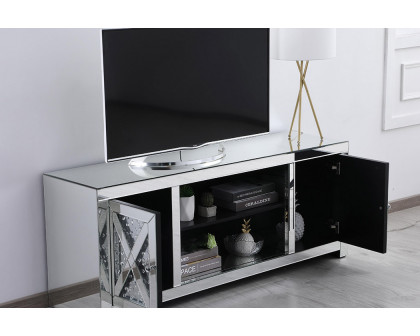 Elegant Raiden 59" Clear TV Cabinet with Fireplace - Clear (MF98904C)