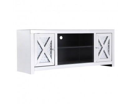 Elegant Raiden 59" Clear TV Cabinet with Fireplace - Clear (MF98904C)