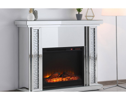 Elegant 47.5" Crystal Mirrored Mantle with Crystal Insert Fireplace - Clear (MF9901-F1)