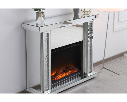 Elegant 47.5" Crystal Mirrored Mantle with Crystal Insert Fireplace - Clear (MF9901-F1)