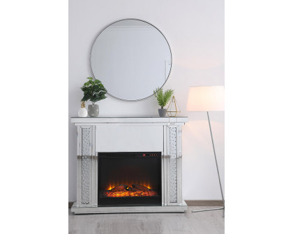 Elegant 47.5" Crystal Mirrored Mantle with Crystal Insert Fireplace - Clear (MF9901-F1)